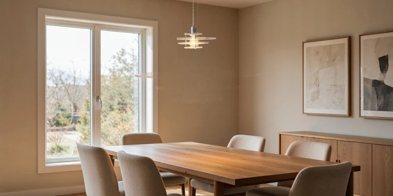 Tiered chandelier above a dining table Tiered chandelier above a dining table